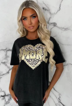 Scarlette Black Amore Leopard Heart T-Shirt