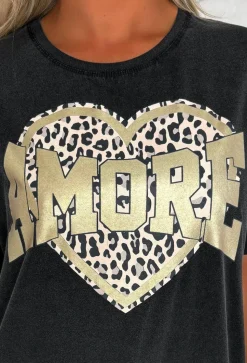 Scarlette Black Amore Leopard Heart T-Shirt