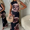 Scout Black Flower Print Midaxi Dress