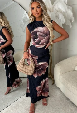 Scout Black Flower Print Midaxi Dress
