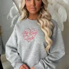 Self Love Grey Embroidered Sweatshirt