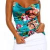 Seville Senorita Teal Floral Cowl Neck Cami Top