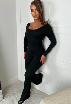 Shape Up Black Long Sleeve Ruched Unitard