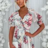 Sheer Delight Multi Frill Front Floral Print Dress