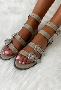 She's A Baddie Beige Western Gladiator Sandals