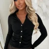 She's All Class Black Ruched Shirt
