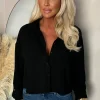 She's Effortless Black Cropped Shirt