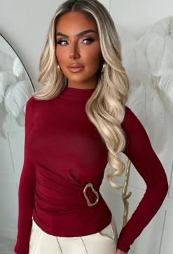 She's Majestic Burgundy Gold Detail Stretch Top