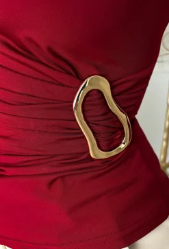 She's Majestic Burgundy Gold Detail Stretch Top