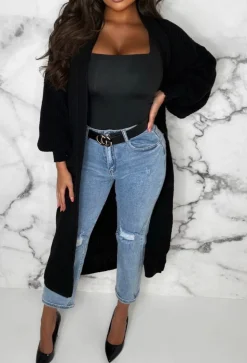 She's Sweet Black Knitted Cardigan