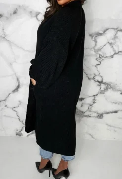 She's Sweet Black Knitted Cardigan