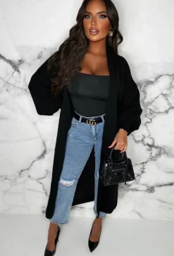 She's Sweet Black Knitted Cardigan