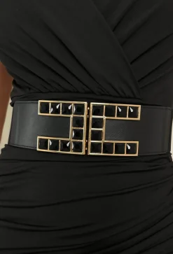Shopaholic Dreams Black Diamante Detail Elasticated Belt