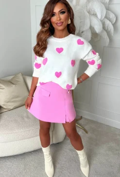 Short & Sweet Pink Split Front Mini Skort