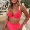 Sicilian Crush Pink High Waist Embellished Bikini