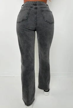 Slim Pickings Black Stitch Seamed Stretch Straight Leg Jeans