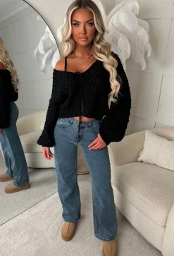 Sophia Black Chunky Knit Cardigan