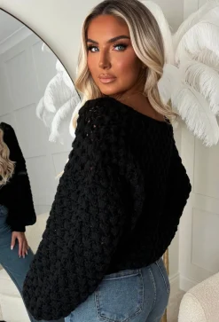 Sophia Black Chunky Knit Cardigan