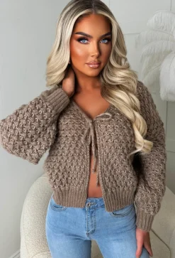 Sophia Mocha Chunky Knit Cardigan
