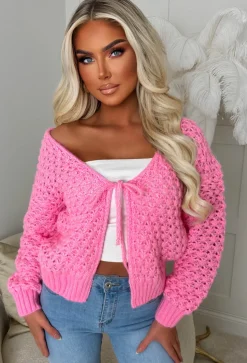Sophia Pink Chunky Knit Cardigan