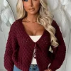 Sophia Wine Chunky Knit Cardigan