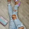 Sparkle Days Light Blue Sparkle Ripped Jeans