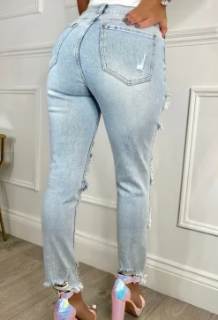 Sparkle Days Light Blue Sparkle Ripped Jeans