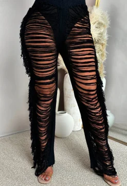 Stairway To Paradise Black Ladder Effect Trousers