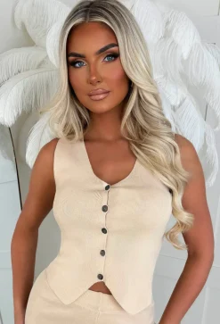 Stay Trending Beige Knitted Waistcoat and Trouser Co-Ord Set
