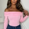 Stole Your Lover Baby Pink Bardot Stretch Top