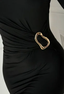 Such A Siren Black Buckle Detail Dress