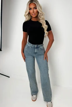 Sugar Daddy Light Wash Super Stretch Dad Fit Wide Leg Jeans