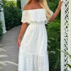 Summer Affair White Bardot Broderie Anglaise Maxi Dress