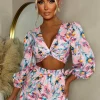 Sunkissed Siren Light Pink Knot Detail Ruffle Skirt Co-Ord