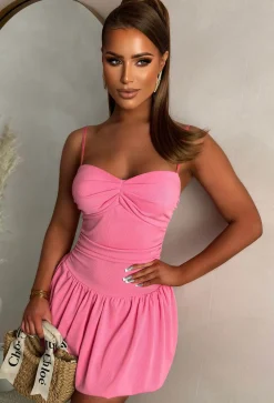 Sunset Kisses Pink Padded Cup Mini Dress