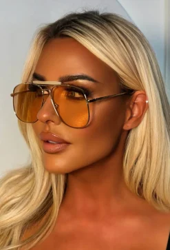 Sunshine Chic Orange Aviator Sunglasses