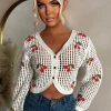 Sweet Cherry Cream Cherry Crochet Cardigan