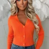 Sweetheart Secrets Orange Buttoned Knitted Cardigan