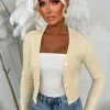 Sweetheart Secrets Beige Buttoned Knitted Cardigan