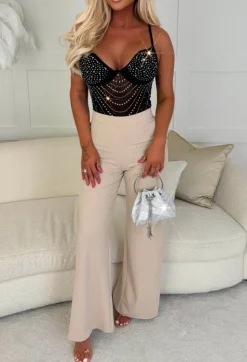 Take A Hint Black Sheer Embellished Bodysuit