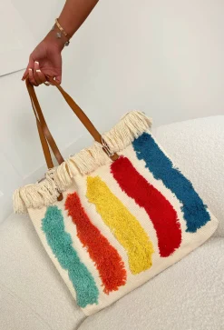 Take Me To Tropez Cream Beach Tote Bag