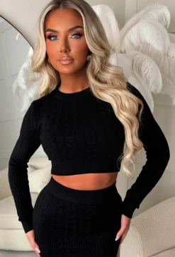 Tell Me Everything Black Ultra Soft Cable Jumper And Skirt Co-Ord Set