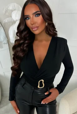 That Diva Black Gold Detail Stretch Bodysuit