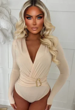 That Diva Cream Gold Detail Stretch Bodysuit