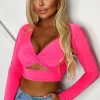That Feeling Hot Pink Stetch Cut Out Crop Top