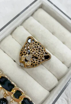 The Hustle Gold Jaguar Head Brooch