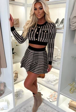 Thinking Of You Beige Check Knitted Jumper