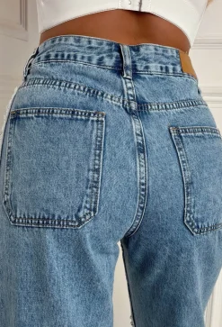 Time To Sparkle Mid Blue Stretch Sequin Jeans