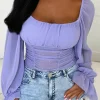 Trust In Me Lilac Milkmaid Mesh Top