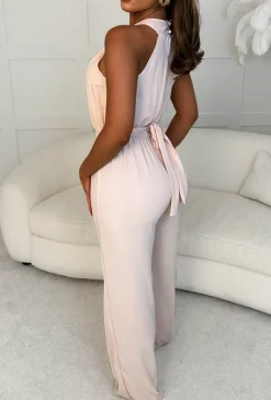 Twisted Sister Pink Twist Halterneck Jumpsuit